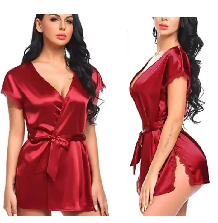 Sexy 1 Piece Pure Satin Silk Hot Nighty for Girls