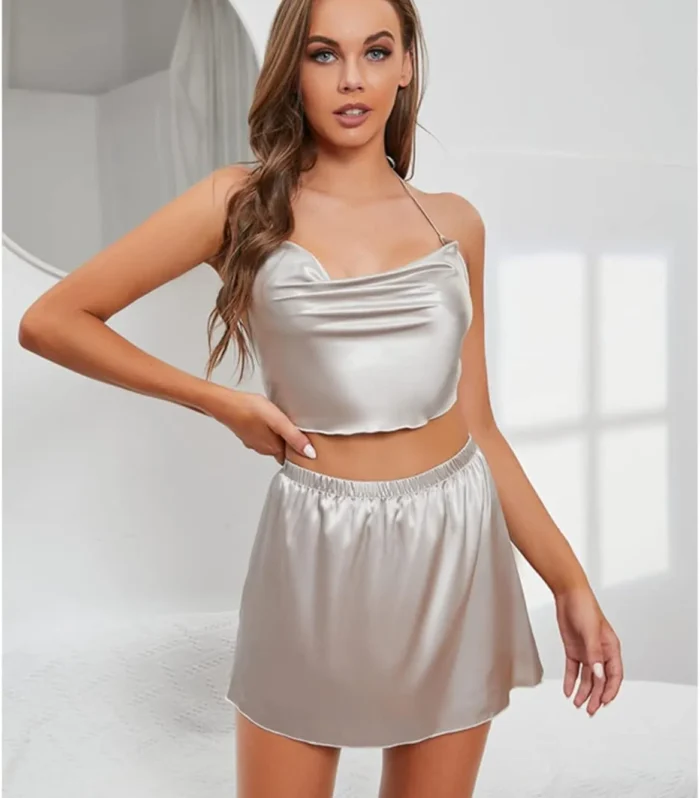 Sexy Silk Satin Short Cami Skirt Nighty for Women & Girls
